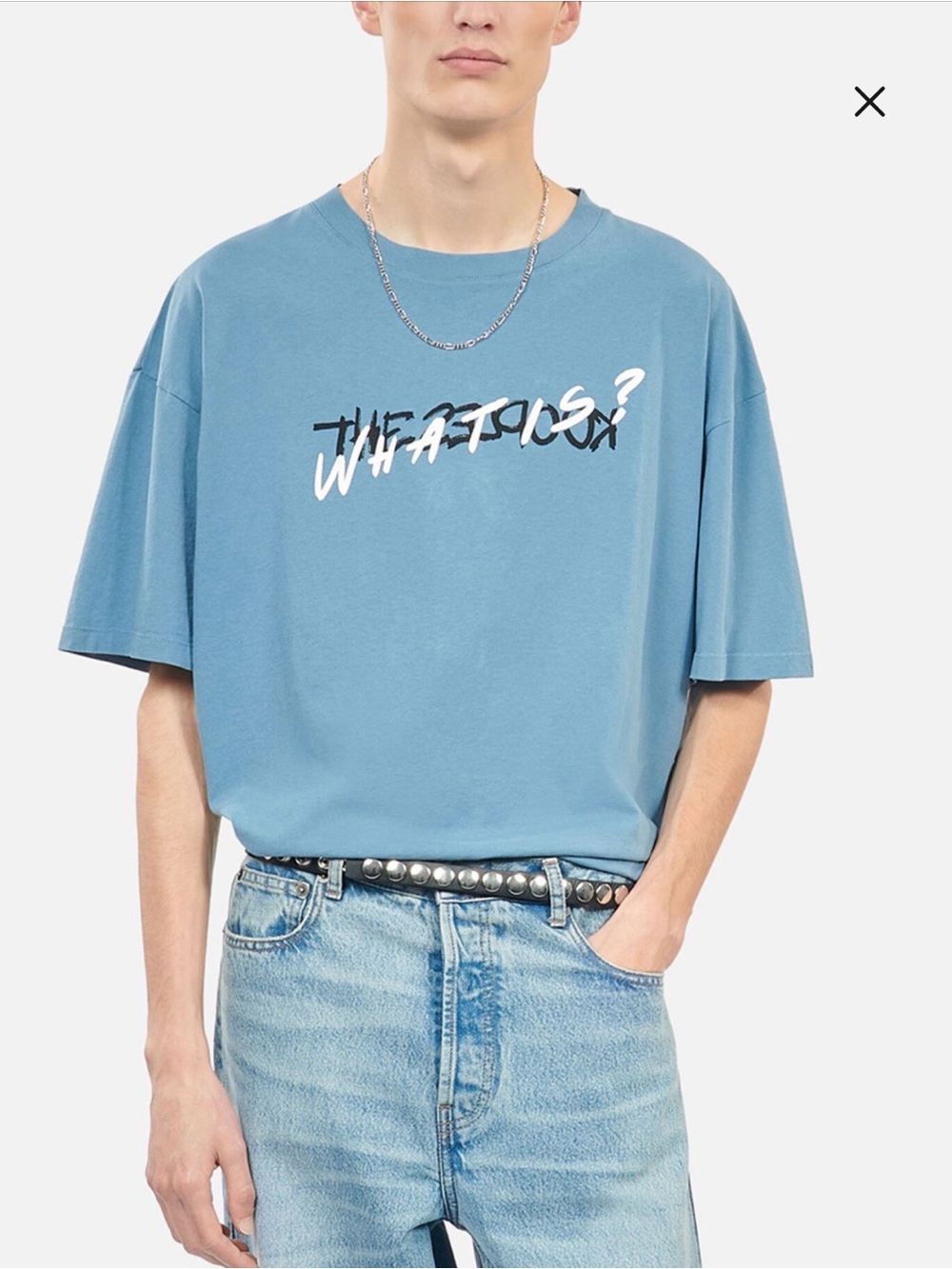 Oversized Blue "WHAT IS?" Graphic T-Shirt | Streetwear | Unisex